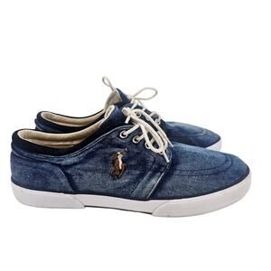 Polo Ralph Lauren Faxon Low Blue Denim Swan Suede Pony Sneaker Shoe Mens 11 D